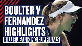 Highlights  Katie Boulter v Leylah Fernandez  GB v Canada  Billie Jean King Cup Finals 2024  LTA [upl. by Imoyik350]