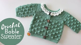 How to Crochet A Baby Cardigan With Bobble Stitch [upl. by Ibbetson]