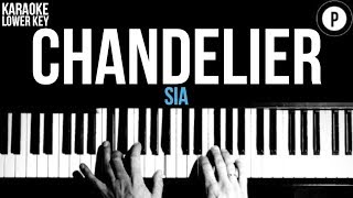 Sia  Chandelier Karaoke SLOWER Acoustic Piano Instrumental Cover Lyrics LOWER KEY [upl. by Htaras]