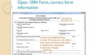 ez1095 Software How to e File 1095C and 1094C Correction [upl. by Caroline]