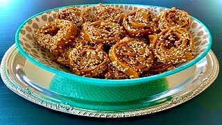 Halwa CHEBAKIAMKHARKA Recipe Moroccan Sesame Cookies With Honey Recipe [upl. by Stoneman636]