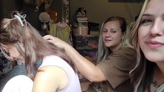 ASMR Back Scratching amp Hair Play W My Sisters [upl. by Standish]