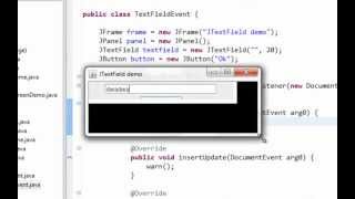 Java swing GUI tutorial 12 JTextField and Action Focus Document listener [upl. by Notlem]