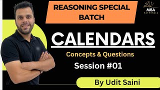 Calendars  SessionI  Reasoning  Udit Saini  SNAP NMAT TISS CMAT MAHCET amp MAT [upl. by Fariss599]