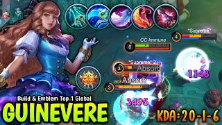 GUINEVERE JUNGLER WITH NEW 1 SHOT COMBO BUILD amp BEST EMBLEM 2024  BUILD TOP 1 GLOBAL GUINEVERE [upl. by Marienthal]