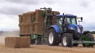 Chasing Big Square Bales in Athy with Heath QM amp New Holland T6080 [upl. by Iniffit]