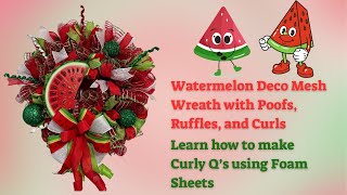 Watermelon Deco Mesh Wreath with Evergreen Base Crafting with Hard Working Mom How to DIY [upl. by Territus]