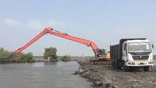 Tata HItachi EX350 Long reach at Kombad Bhuje village on rental [upl. by Neural524]