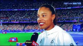 Olympiasiegerin Yemisi Ogunleye im Interview nach ihrem Sieg im Kugelstoßen 🥇🙏🏻  Jesus lebt [upl. by Nanyt]