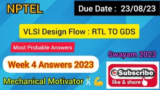 VLSI Design Flow  RTL TO GDS  Week 4 Quiz  Assignment 4 Solution  NPTEL  SWAYAM 2023 [upl. by Hodgkinson]