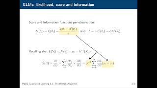 Supervised Learning 53 Iteratively Reweighted Least Squares [upl. by Eslek]