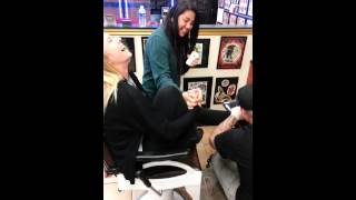 Girl freaks out during first tattoo [upl. by Nelleh631]