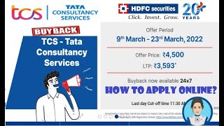 How to Apply TCS Buyback TCS Buyback Apply through Hdfc Securities Online  EASY Step by Step Guide [upl. by Arraic30]