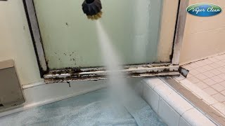 Steam Clean a moldy rusty gummy shower door in minutes with a Vapor Clean [upl. by Hanima886]