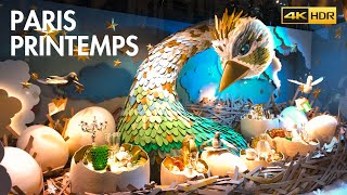 Paris Printemps Haussmann Christmas Displays 4K HDR [upl. by Ibrab]