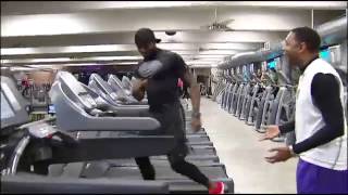 AMAZING TREADMILL WORKOUT Watch fitness trainer Leo Cort run across six treadmills on live TV [upl. by Fortunato]