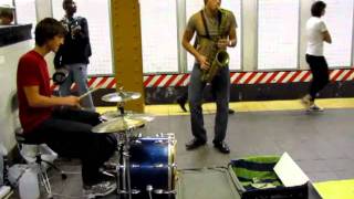 Awesome band Moon Hooch playing in the NYC subway [upl. by Eudocia]