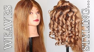 HOW TO STYLE WEAVES  HAIR STYLING ON MANNEQUIN [upl. by Giacomo]