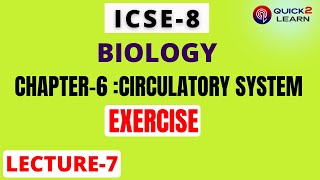 CLASS VIII BIOLOGY CH6 EXERCISE SOLUTION CIRCULATORY SYSTEM BLOOD VESSELSBLOOD CIRCULATION [upl. by Xyno]