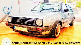 RENOVATION MOTEUR ET INTERIEUR VW GOLF 2 16D 1989 440000KM [upl. by Bunow]