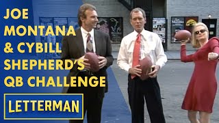 Joe Montana amp Cybill Shepherd Throw Footballs Into NYC Taxis  Letterman [upl. by Scarito]