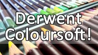 DERWENT COLOURSOFT  Unboxing first impressions and colour swatching of 72 Coloursoft color pencils [upl. by Ardnauqal]