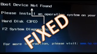 how to fix HP laptop Boot Device Not Found Error 3FO or Hard disk not Exist error [upl. by Arretahs]