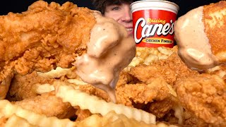 ASMR MUKBANG EXTRA RAISING CANE’S CHICKEN amp FRENCH FRIES  TOAST  WITH CANES SAUCE [upl. by Charlean243]