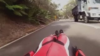 Australian Street Luge racer hopes to set new speed world record [upl. by Onirefez]