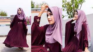 Most Requested Hijab Tutorial to wear with GownAbayaBurkha  Noshin Nower 🌸 [upl. by Eatnahs]