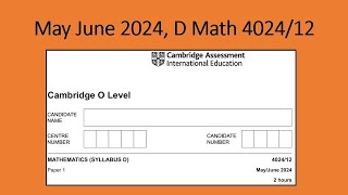 May June 2024 D Math 4024 12 Solution by Ferhan Mazher [upl. by Enehs251]