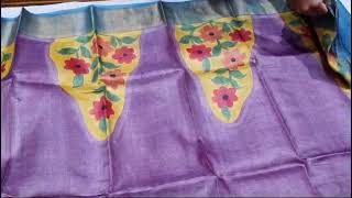 Pure Jori bodar tassor hands pinting silk sarees with BP and silk mark Soho Rs 5360pH 9804175682 [upl. by Eenwat]