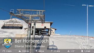 8er Horbergjoch Winter Full Ride  Mayrhofen Zillertal 3000  Built by Doppelmayr in 2002 [upl. by Adliwa273]