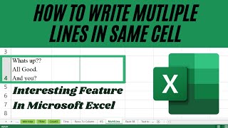 How To Enter Multiple Lines In A Single Cell In Excel  Add Multiline In One Cell  Excel Shorts [upl. by Eladnyl]