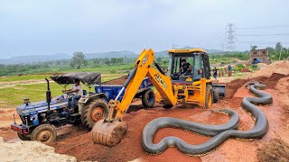 Jcb 3dx Machine Working Mud Loading With Mahindra and Swaraj Tractor  Jcb and Tractor Cartoon Video [upl. by Kristyn864]