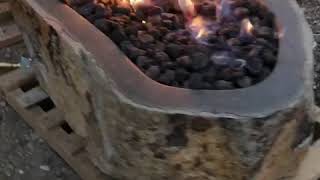 Natural Stone Gas Fire Pit burning natural gas Test 2 [upl. by Stern]