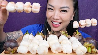 TRYING RAW FRESH MANGOSTEEN ASMR EATING SOUNDS LIGHT WHISPERS  SASASMR [upl. by Lebanna]