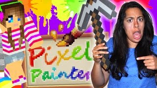 SHE HAS NO IDEA HOW TO PLAY THIS 😂 Minecraft Pixel Painters [upl. by Henrique720]