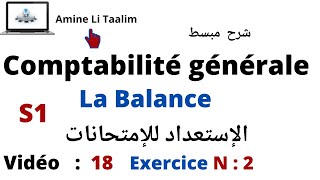 Comptabilité Générale S1  La Balance Exercice 2 [upl. by Otrebile]