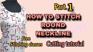 how to cut round neckline  Simple neckline cutting tutorial skgirlyskills stitchingclasses [upl. by Ballinger435]