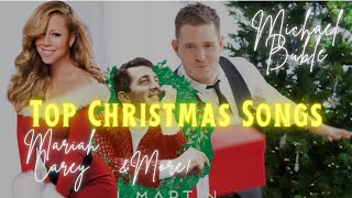 Best Christmas Songs Mariah Carey Bublé Wham Whitney Houston amp More  1h Fireplace Ambience [upl. by Onaicul]