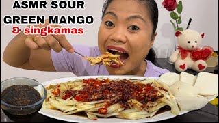 ASMR SOUR GREEN MANGO SALAD WITH SPICY SAUCE MUKBANG [upl. by Aniroc225]