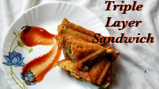 Triple Layer Sandwich  Veg Sandwich [upl. by Laehcym]