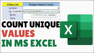 How to Count Unique Values in Excel  Count Distinct Values [upl. by Aiela438]