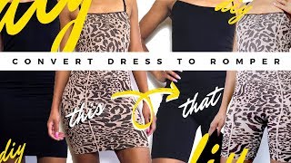 DIY Bodycon RomperPlaysuit  Dress To Romper Transformation  DIY Clothing Hack [upl. by Yelrehs506]