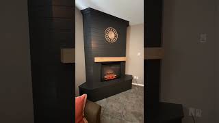 Corner Shiplap Fireplace Surround fireplacewall mediawall fireplacedesign moderndecor diy [upl. by Datha586]