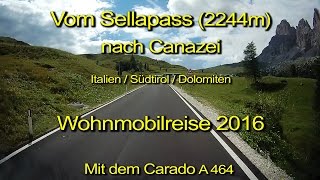 Wohnmobil–Vom Sellajoch nach CanazeiDolomitenBlick durch die WindschutzscheibeKomplett amp Echtzeit [upl. by Abisia]