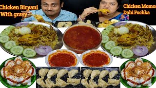 Chicken Biryani Boil Egg Gravy Chicken Momos Chatni Dahi Puri Eating Challenge [upl. by Tamma]