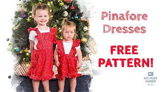 PINAFORE DRESS FREE PATTERN  Sewing Kids Clothes Tutorial DIY Christmas Outfit Ideas for Kids [upl. by Ariane]