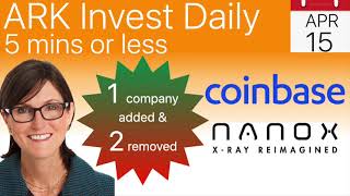 Cathie Woods ARK Invest added 1 new company and removed 2 and bought more Coinbase COIN and NNOX [upl. by Ansley384]